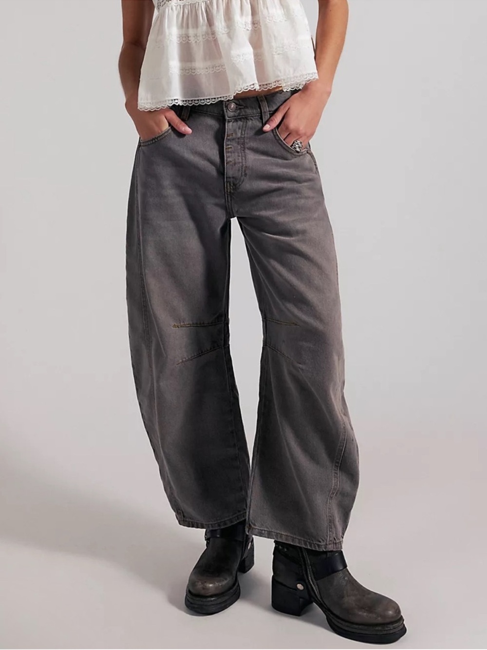 NWOT Free People Good Luck Mid-Rise Barrel Jeans